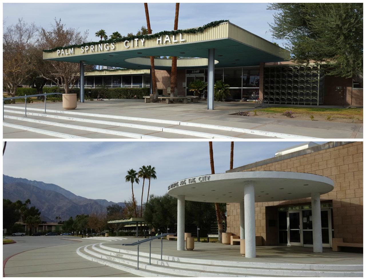 Palm Springs City Hall entrance and council chamger